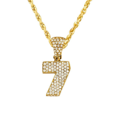 Yellow Diamond Number Seven Pendant in 14k Yellow Gold 1.50 Ctw